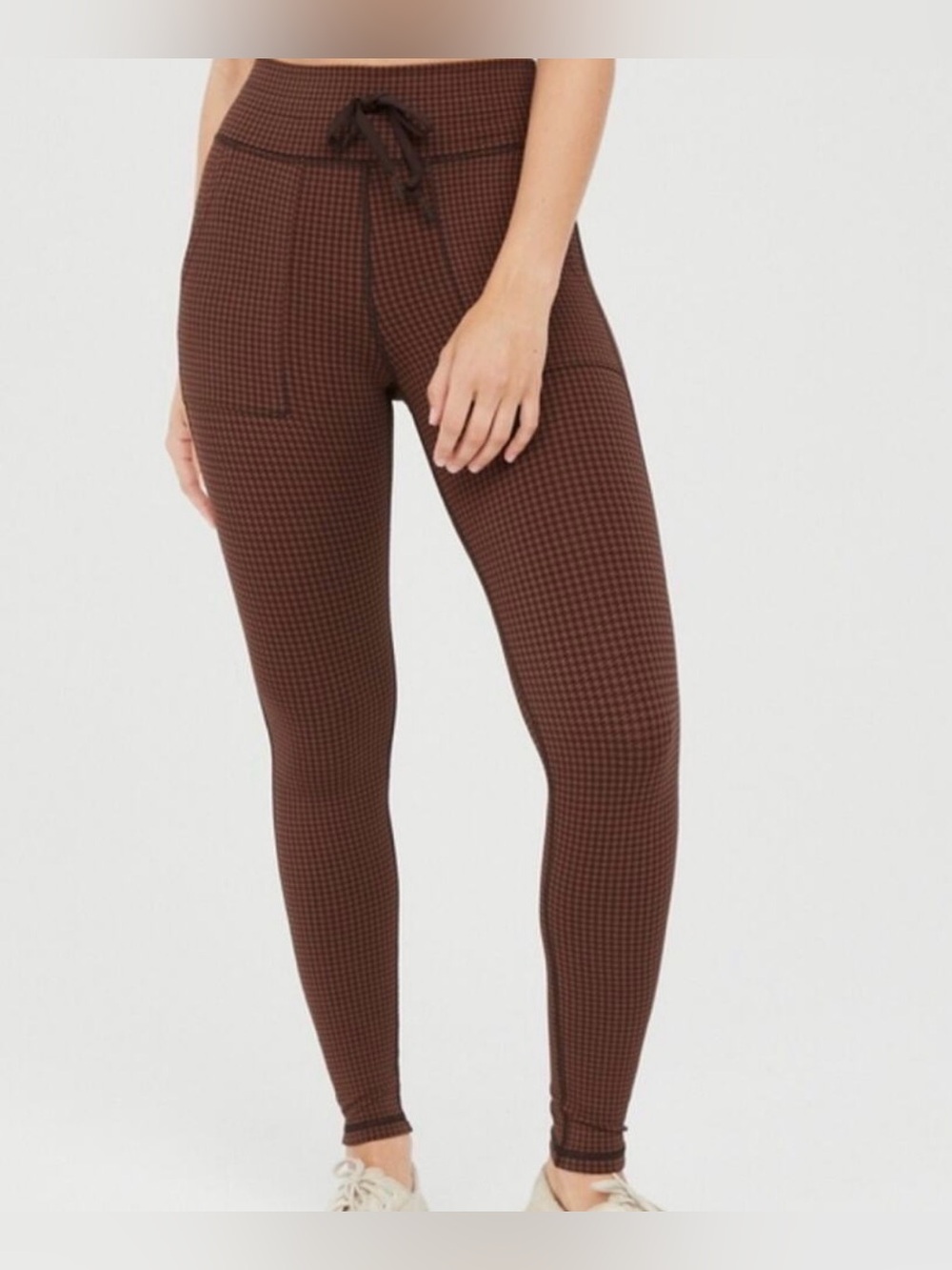 Aerie Offline Houndstooth
Drawcord Leggings Brown Houndstooth Pockets